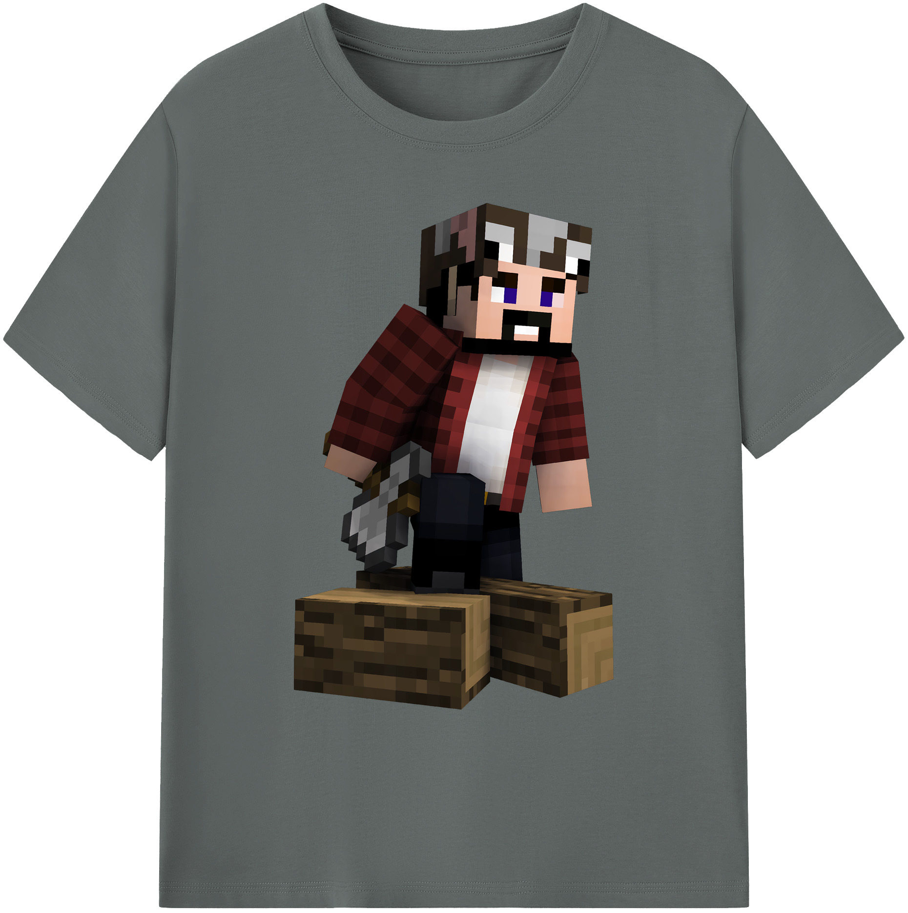 （画像用） マインクラフト ブロックの世界 Minecraft MC Block world 綿100％ メンズ半袖Tシャツ｜肌触りやわらか＆通気性